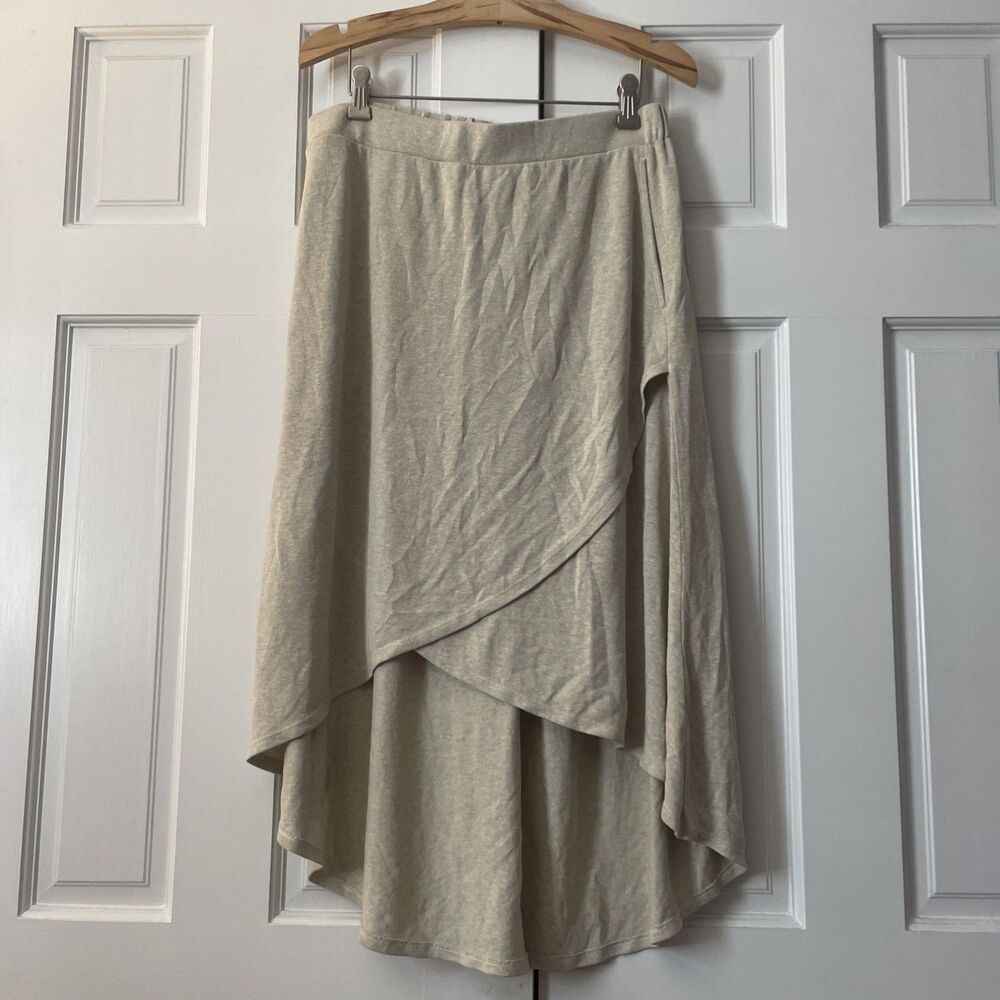 prAna Tidal Wave Faux Wrap Midi Skirt Dark Cream Size Medium Pockets